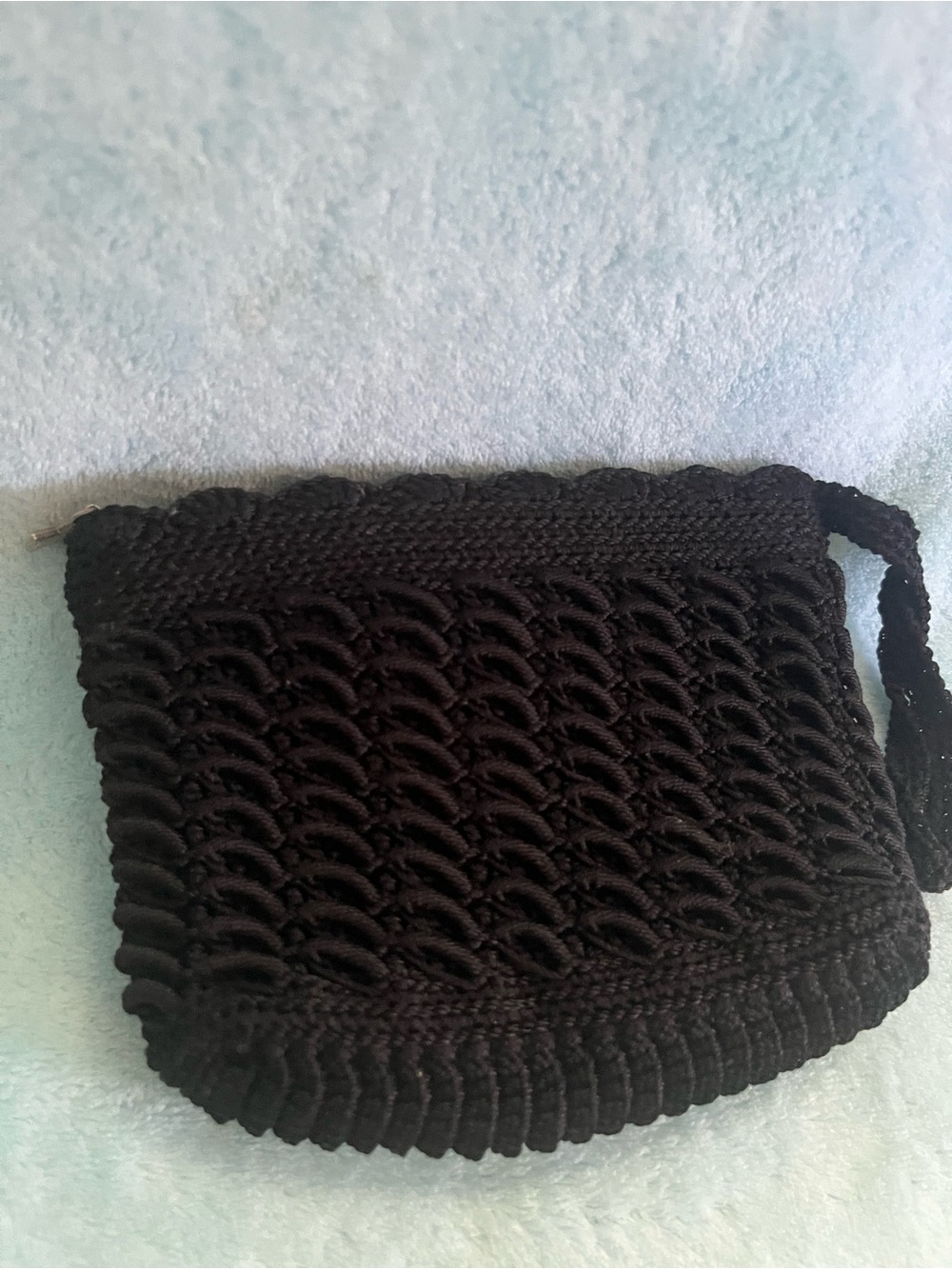 Handcrafted Black Crochet Wristlet Clutch
